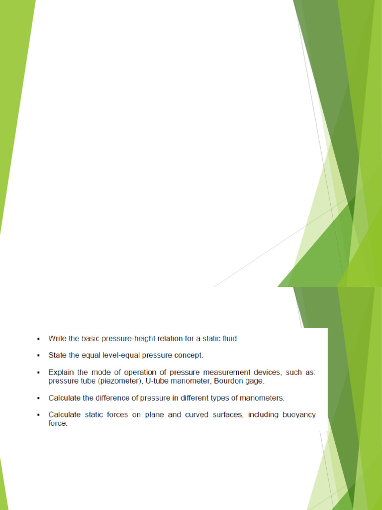 Fluid Statics: Principles and Examples | PDF | Pressure | Pressure ...