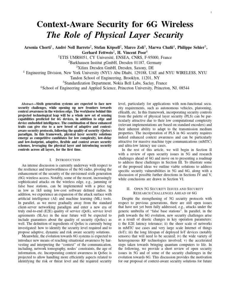 Context-Aware Security For 6G Wireless The Role of Physical Layer ...