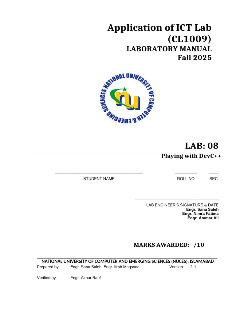 DevC++ Lab Manual for ICT Students | PDF | Computer Virus | Integer ...