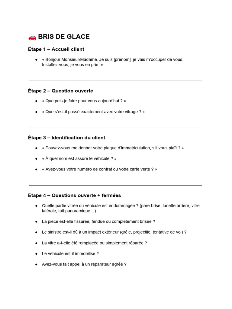 Déclaration de bris de glace simplifiée | PDF