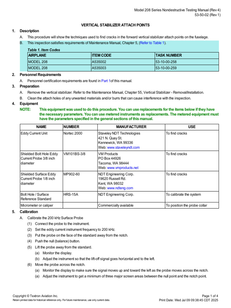 Vertical Stabilizer Attach Points | PDF | Nondestructive Testing