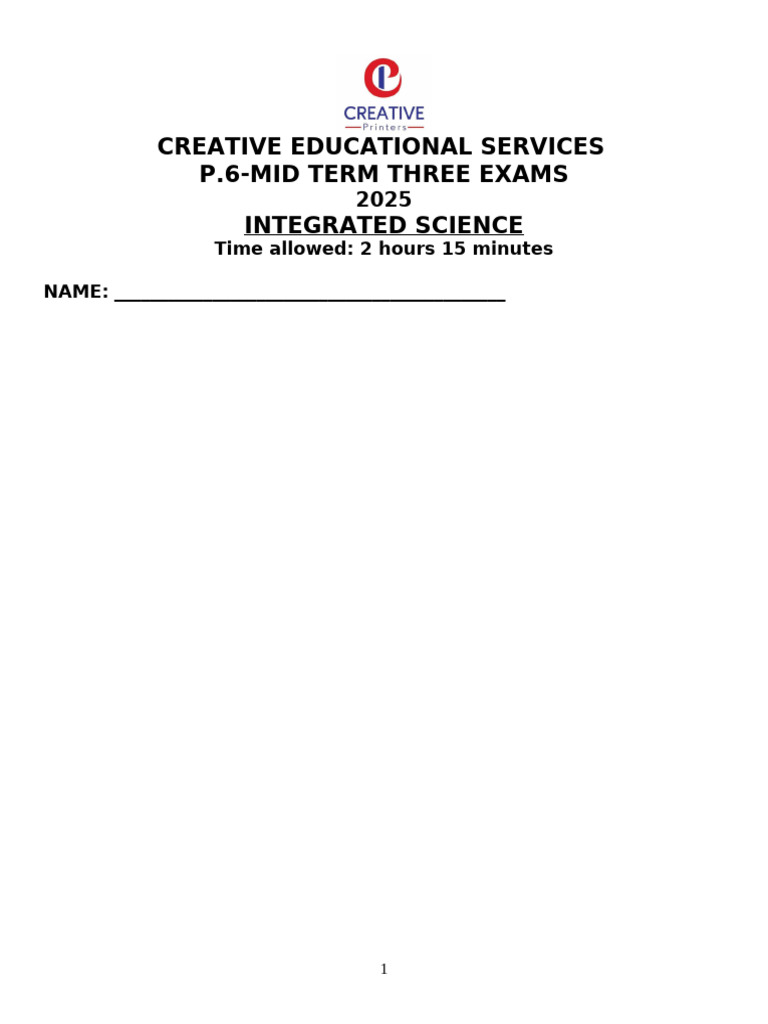 Integrated Science Mid-Term Exam 2025 | PDF | Sound | Pollination