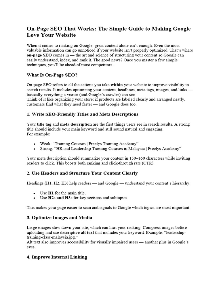 On-Page SEO That Works | PDF | Search Engine Optimization | Internet ...