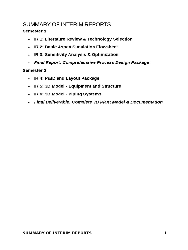 Interim Report Summary: Process Design | PDF