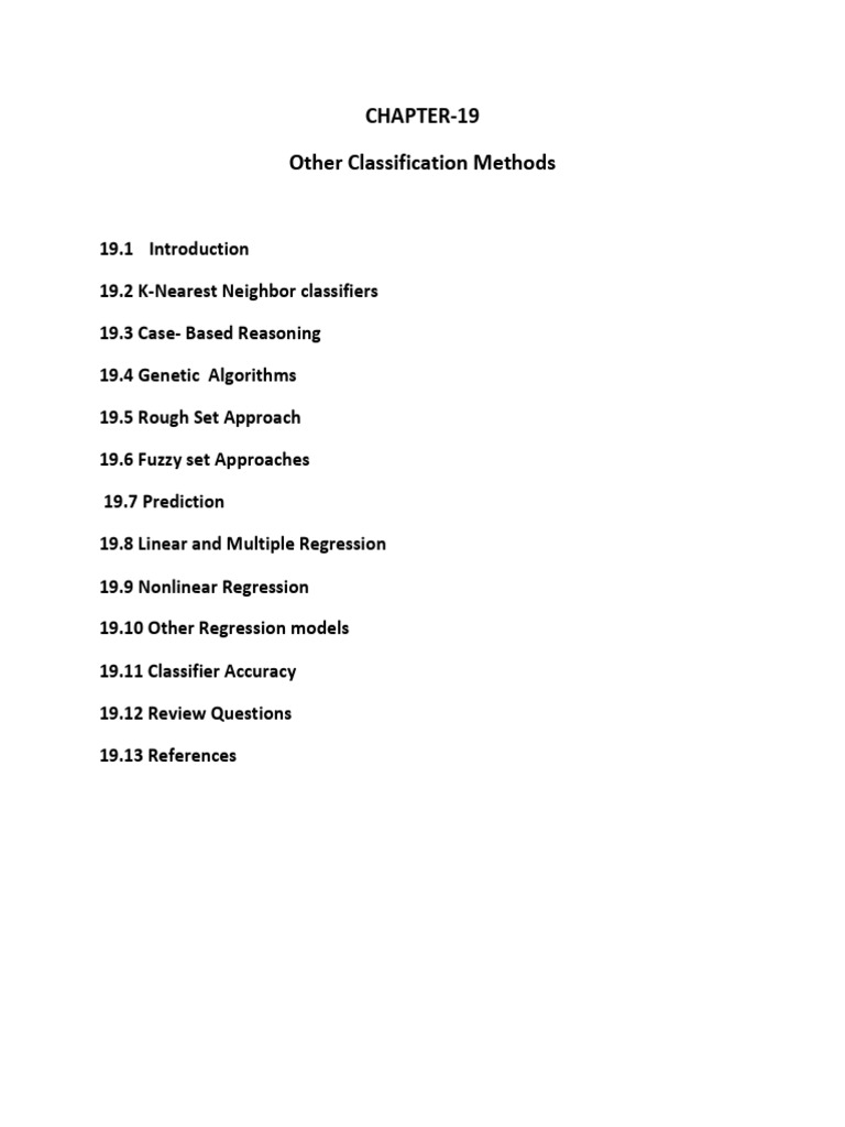CH 19 Other Classification Methods | PDF | Linear Regression | Least ...