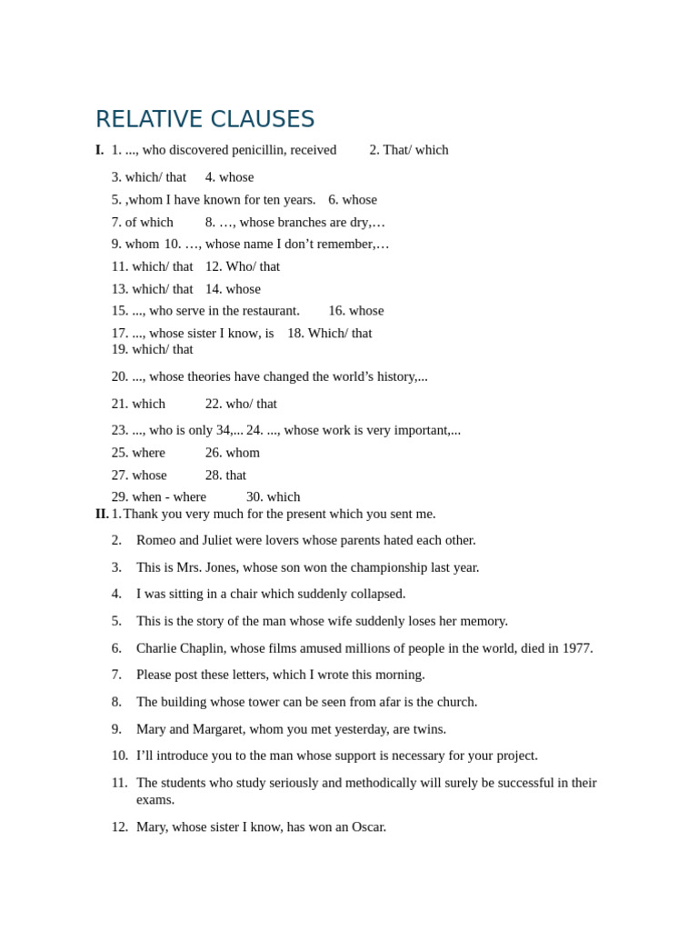 Relative Clauses in Education Context | PDF