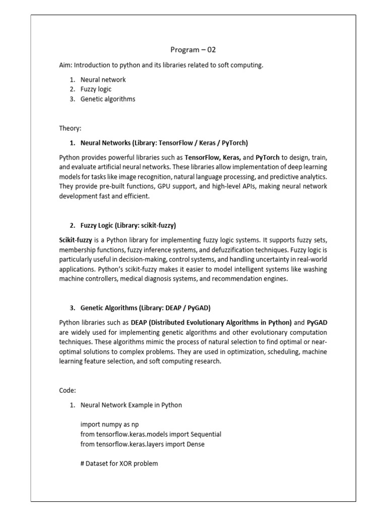 Python Libraries for Soft Computing | PDF | Fuzzy Logic | Theoretical ...