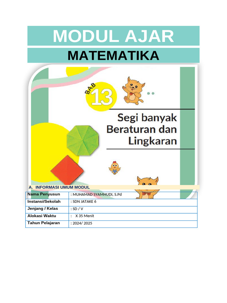 Modul Ajar Matematika Kelas V SD | PDF
