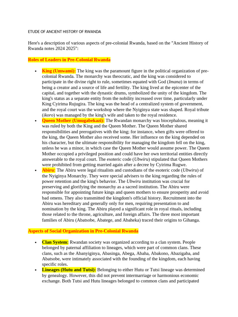 Etude of Ancient History of Rwanda | PDF | Hutu