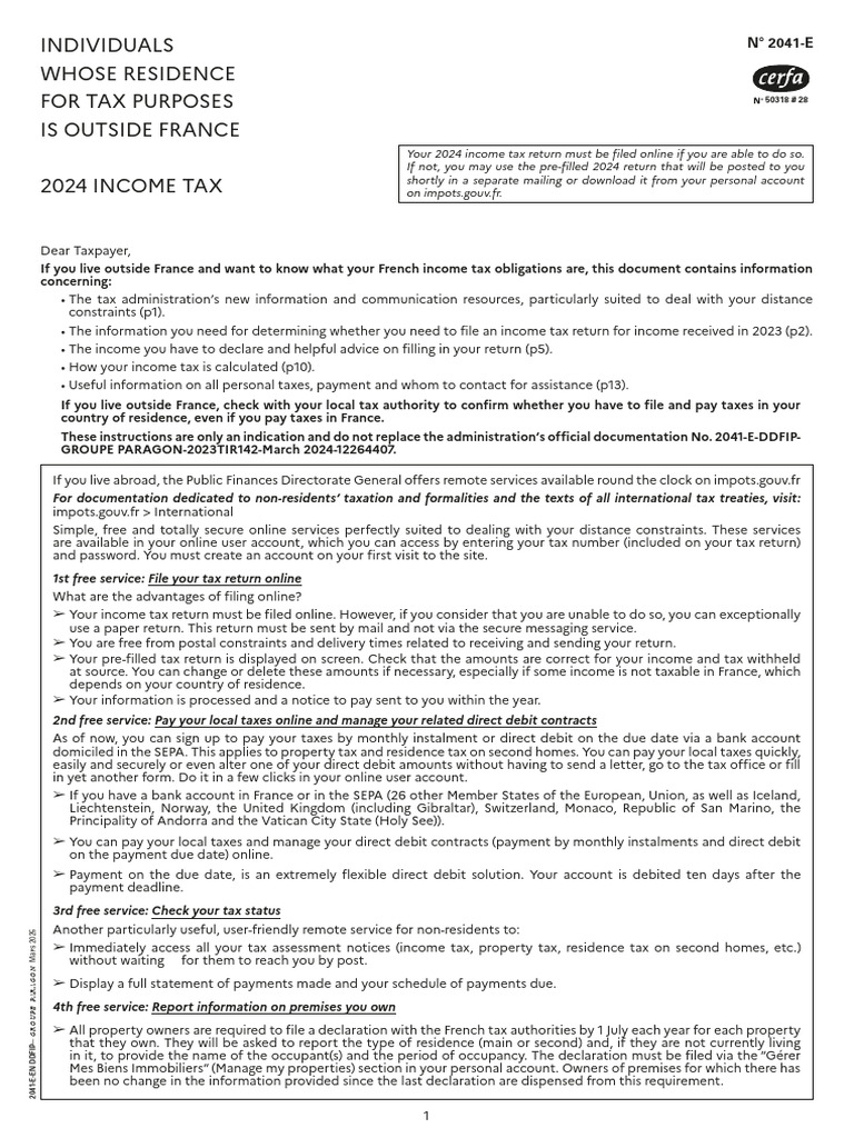 2024 Tax Guide for Non-Residents in France | PDF | Capital Gains Tax ...