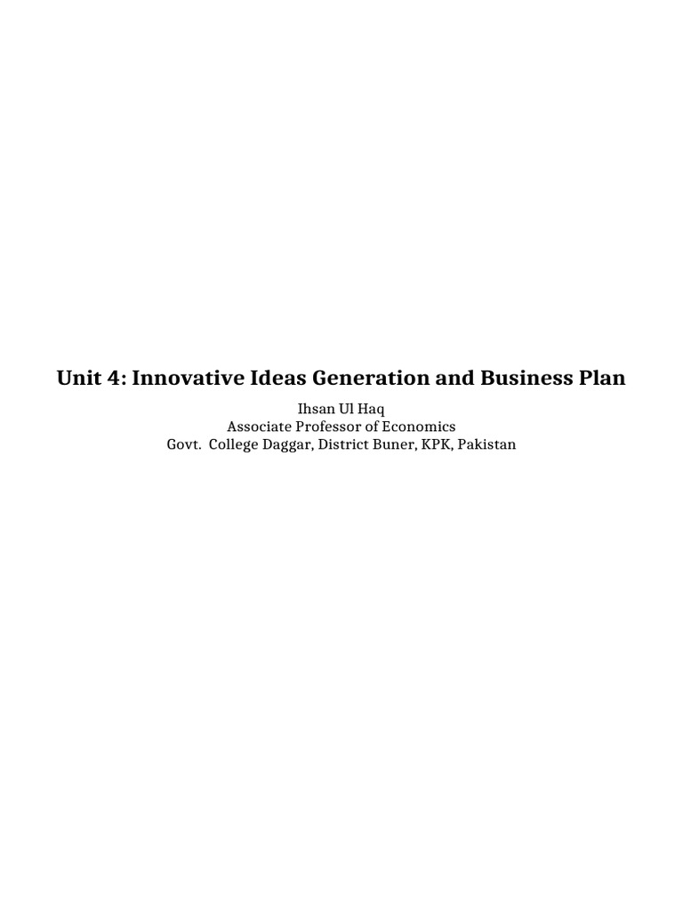 Innovative Idea Generation for Entrepreneurs | PDF | Entrepreneurship ...