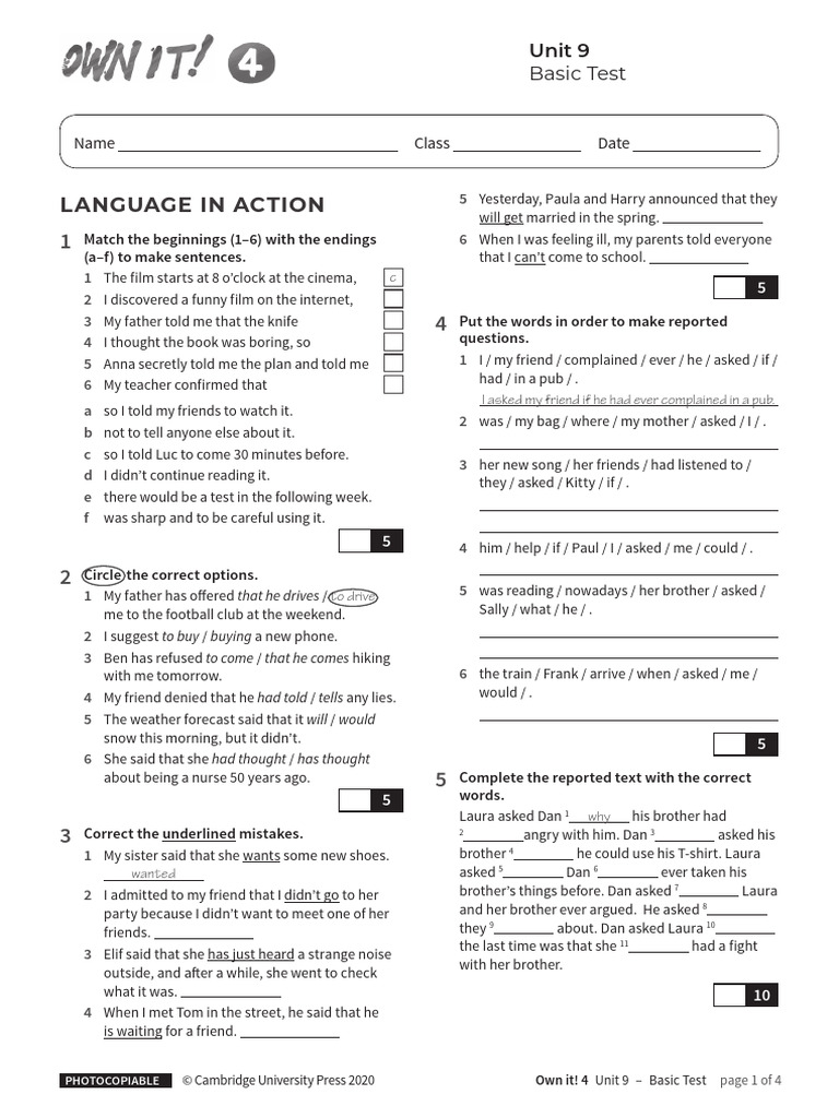 Unit9 Basic Test Without Answers | PDF