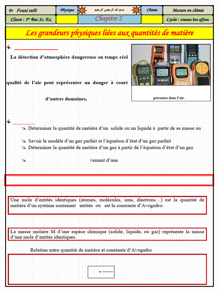 Grandeurs physiques et quantité de matière | PDF | Concentration ...