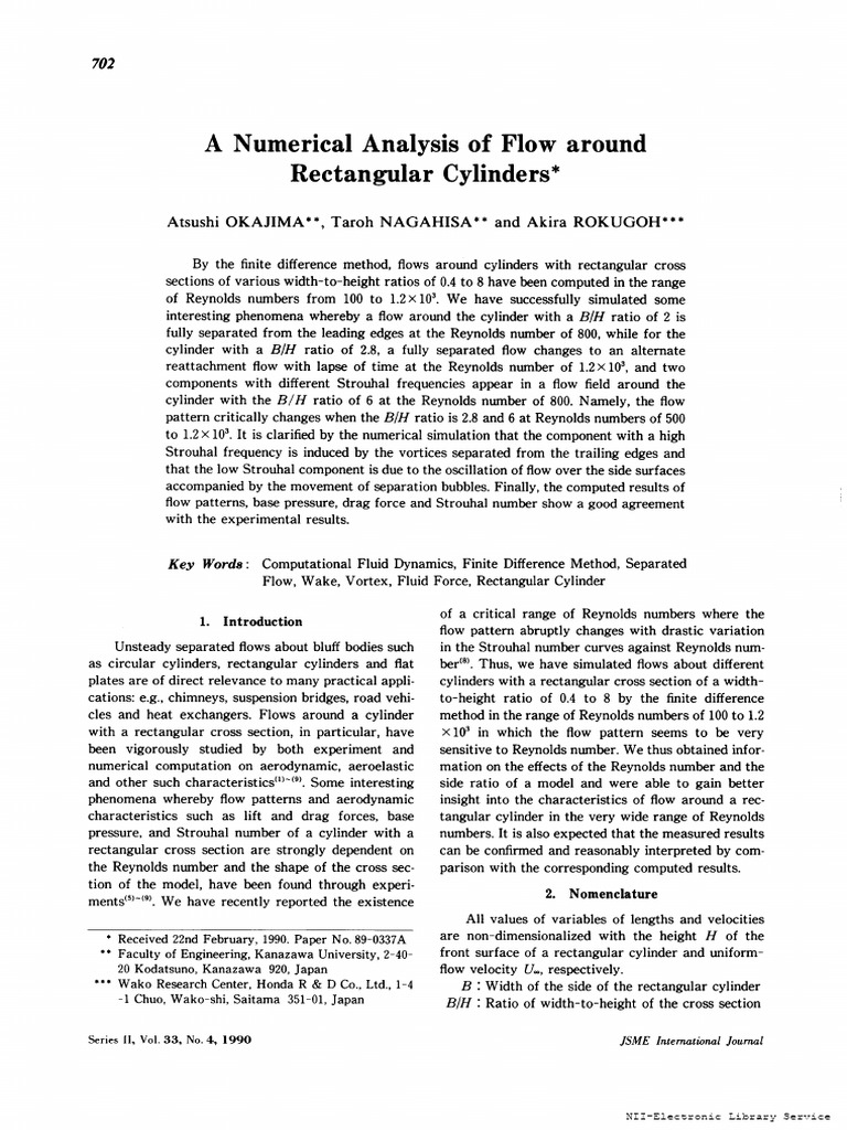 A Numerical Analysis of Flow Around Rectangular Cylinder | PDF
