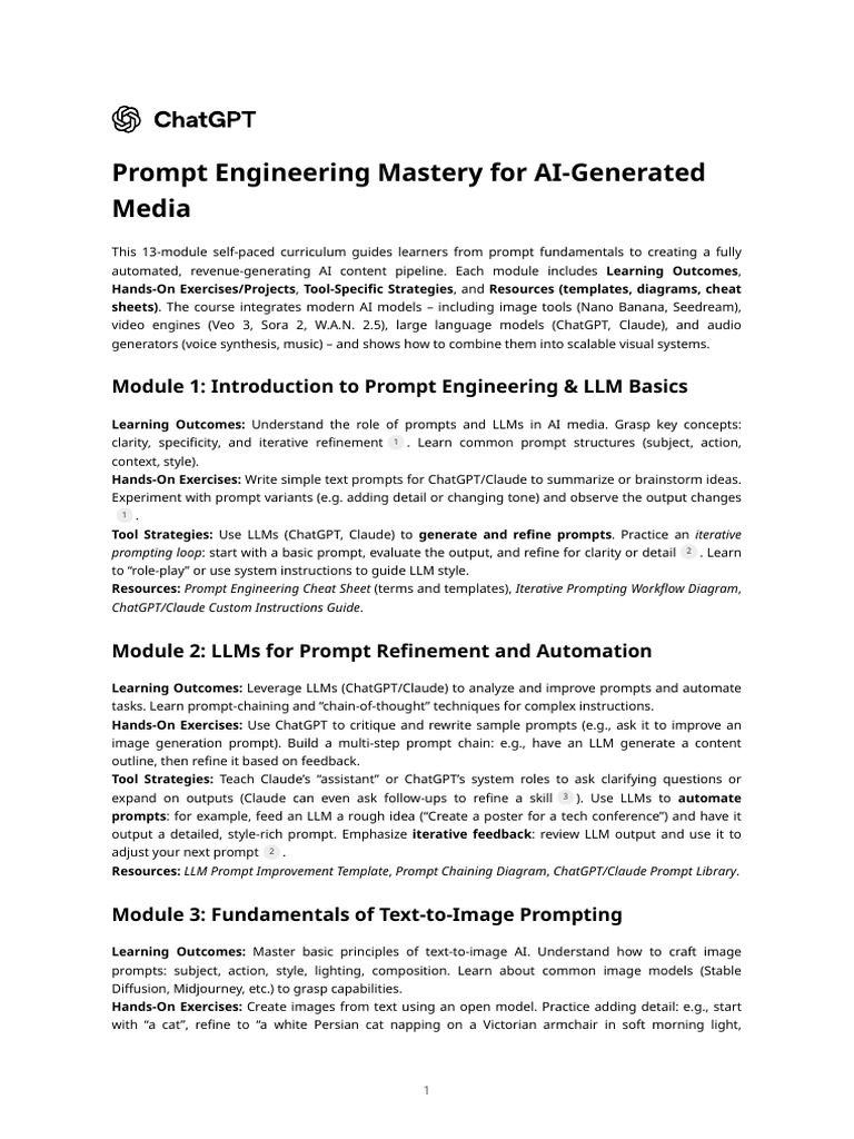 Prompt Engineering for AI Media Mastery | PDF | Cognitive Science ...