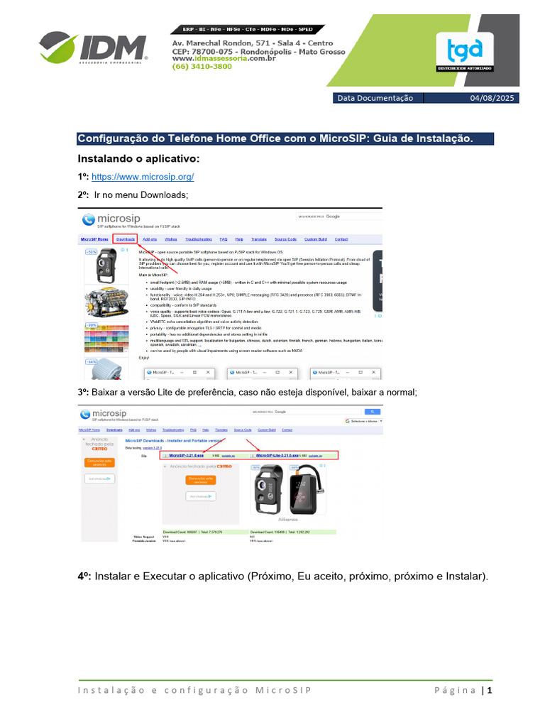 Configuração do MicroSIP para Home Office | PDF