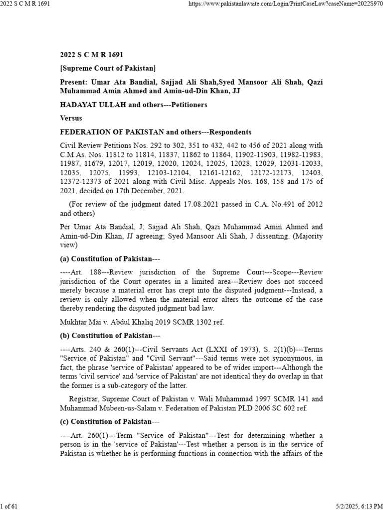 Supreme Court Review on Civil Servants Act | PDF | Judicial Review ...
