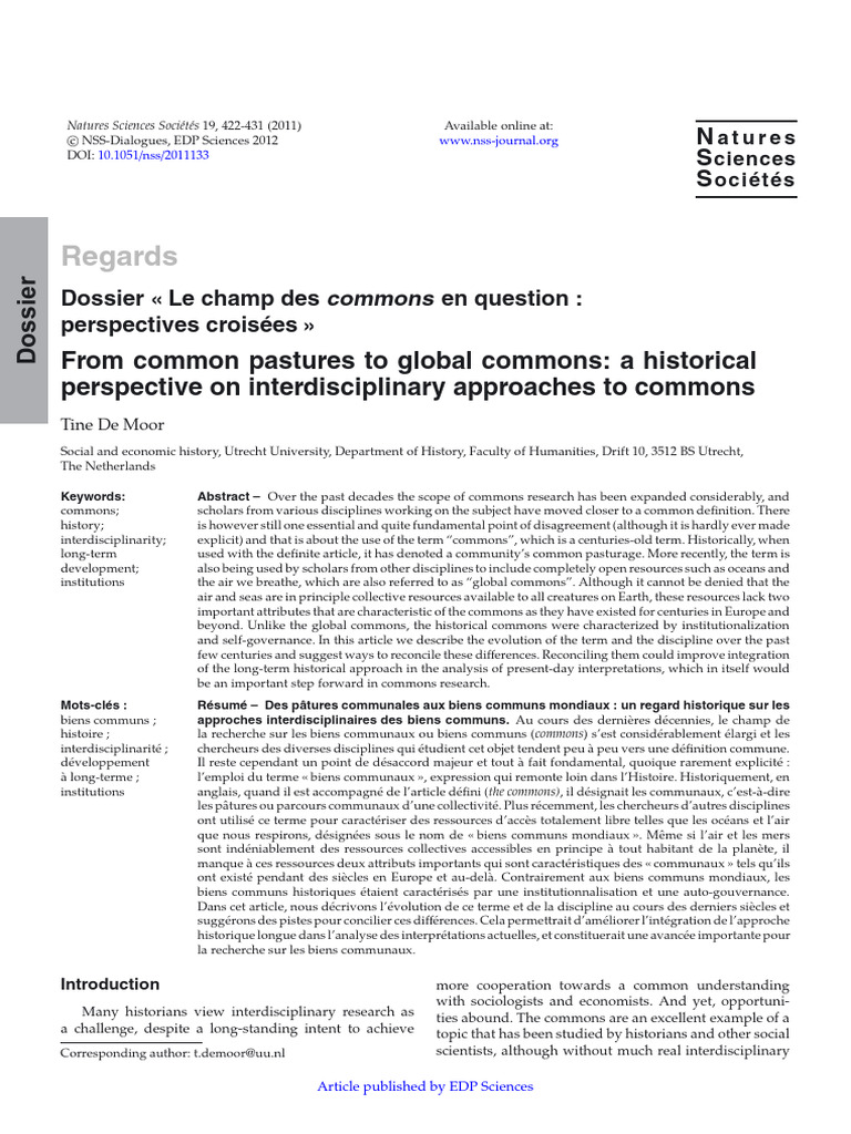Historical Perspectives on Commons Research | PDF | Interdisciplinarity ...