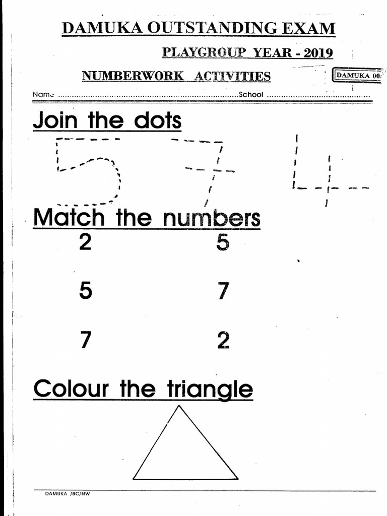 Numberwork 2 Play Group Exams | PDF