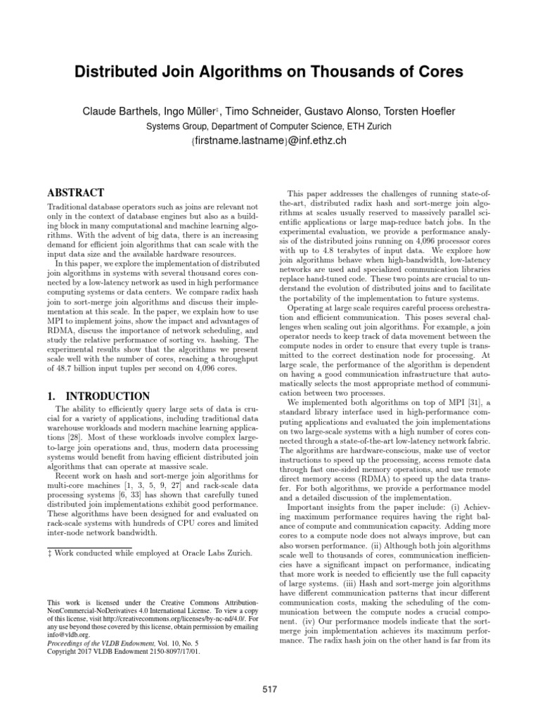 Distributed Join Algorithms for HPC | PDF | Message Passing Interface ...