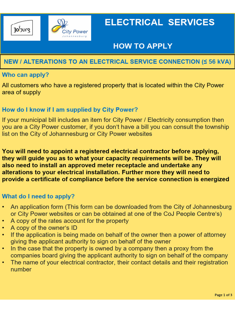 Apply for Electrical Service Connection | PDF