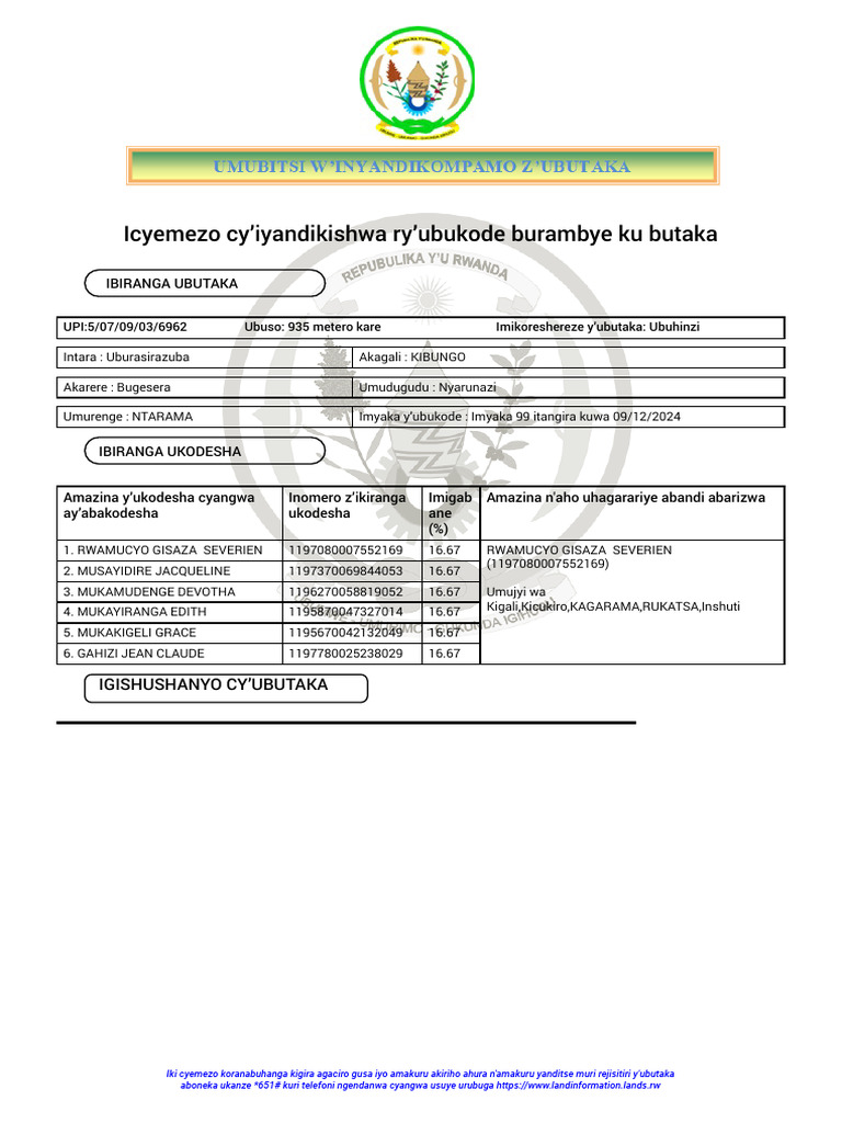 Amasezerano y'Ubukode ku Butaka Rwanda | PDF | Chess | Chess Openings