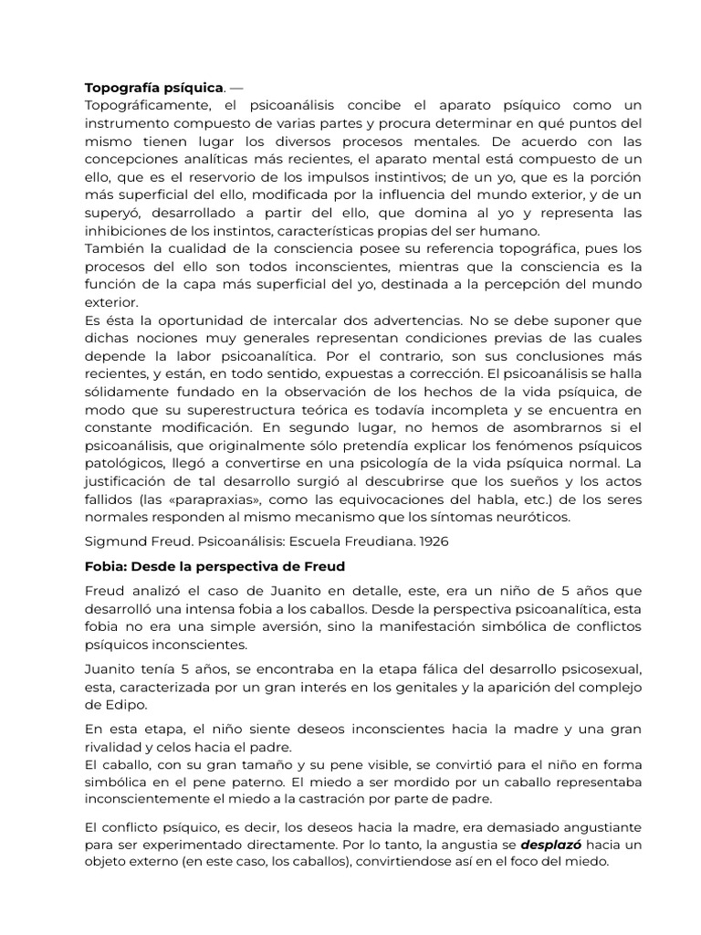 Fobia infantil: Freud y Lacan | PDF | Psicoanálisis | Complejo de Edipo