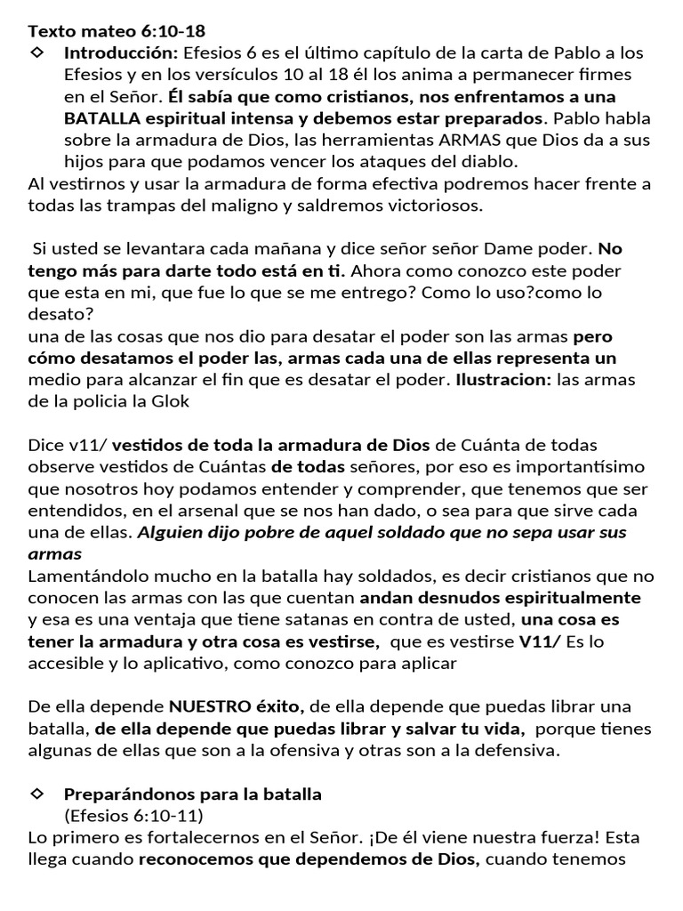 Armadura de Dios en Efesios 6 | PDF | Oración | Cristo (título)