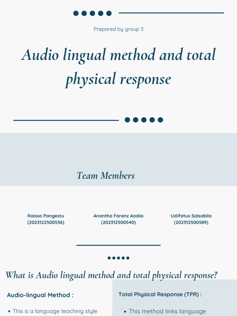 Audio-Lingual vs. Total Physical Response | PDF | Psycholinguistics ...