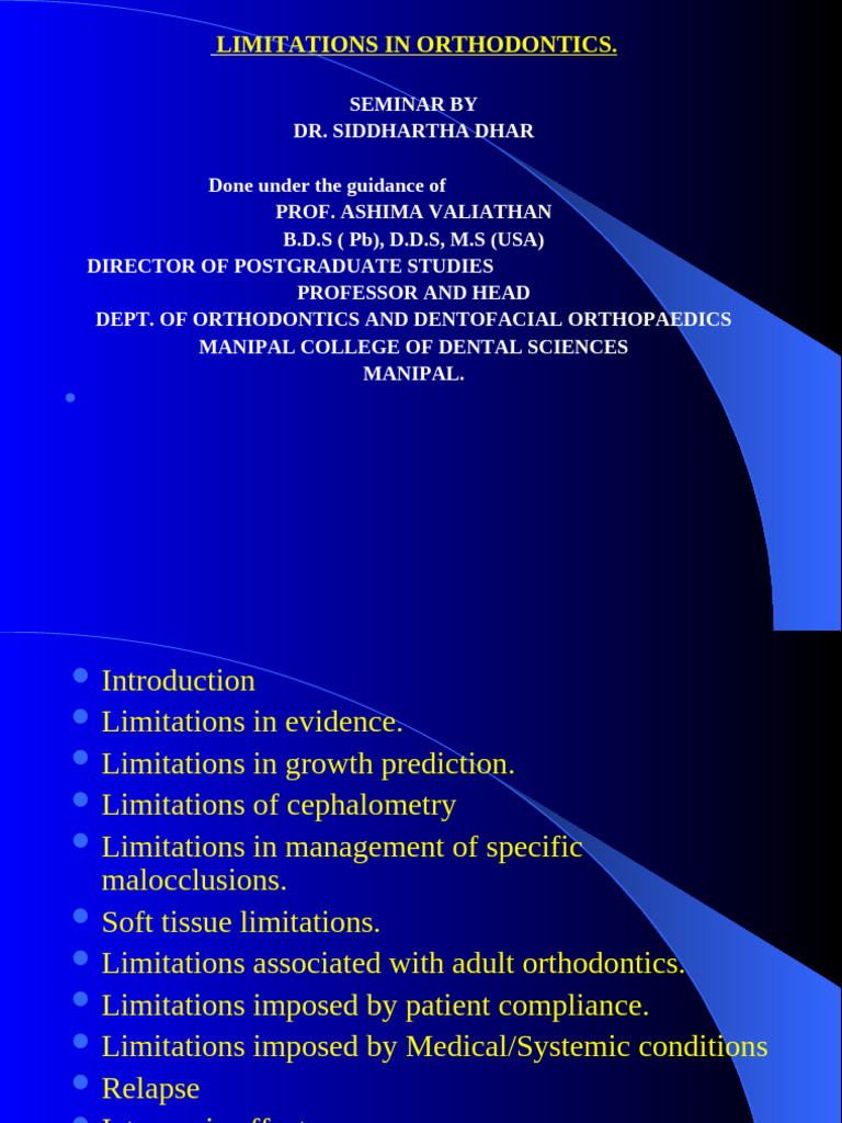 Limitations in Orthodontic Treatment | PDF | Periodontology | Orthodontics