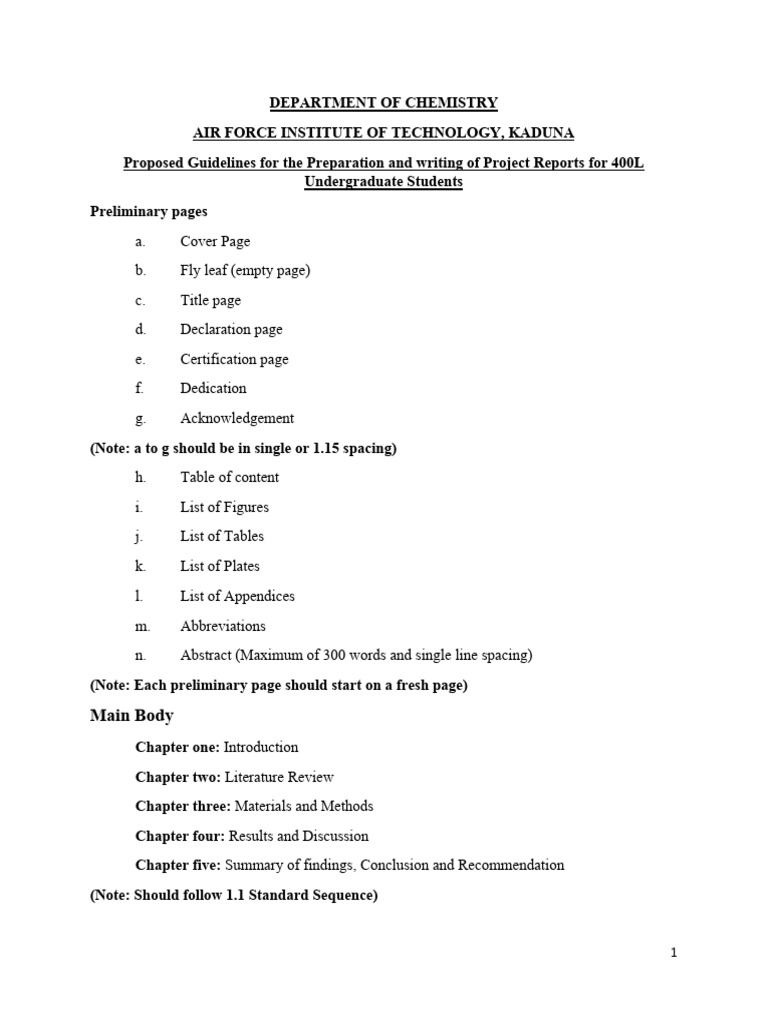 Guidelines For The Preparation and Writing of Project Reports-1-2 | PDF ...