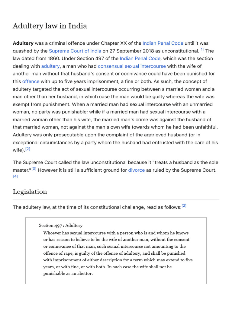 India’s Supreme Court on Adultery Law | PDF | Justice | Crime & Violence