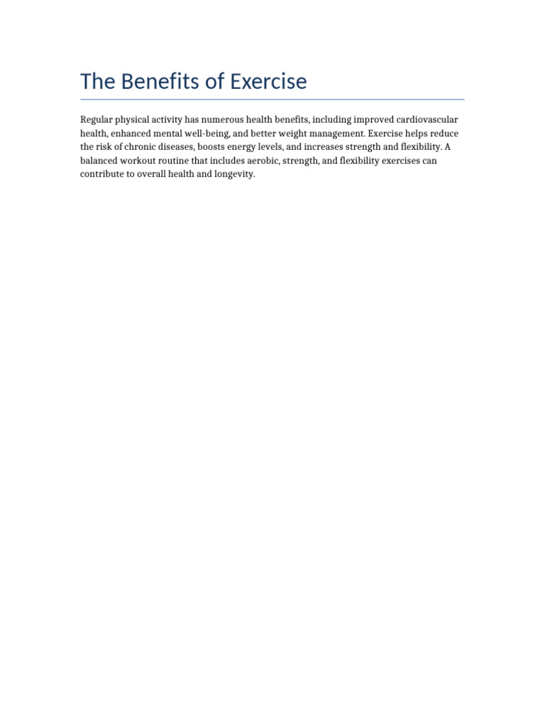 The Benefits of Exercise | PDF