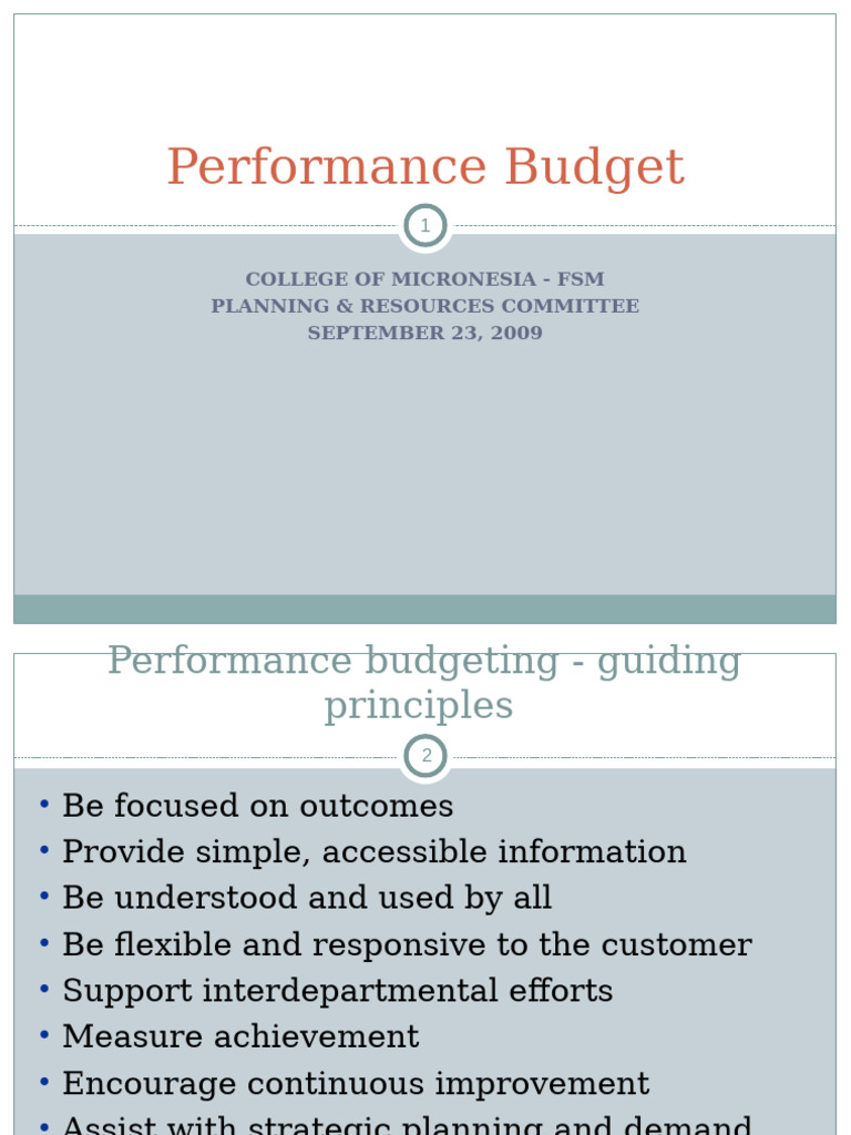 Performance Budgeting at COM-FSM | PDF | Goal | Strategic Planning