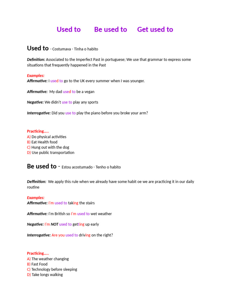Understanding "Used to" in English Grammar | PDF