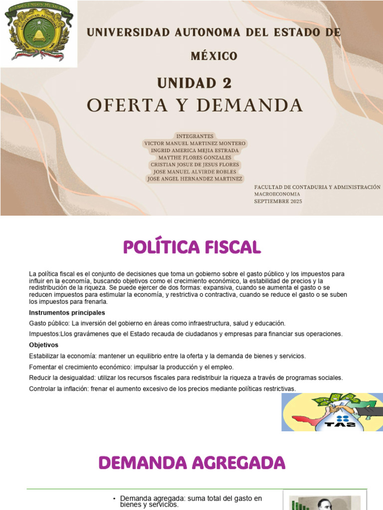 Política Fiscal y Demanda Agregada | PDF | Inflación | Oferta (economía)