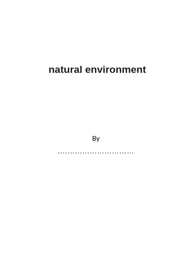 Understanding the Natural Environment | PDF