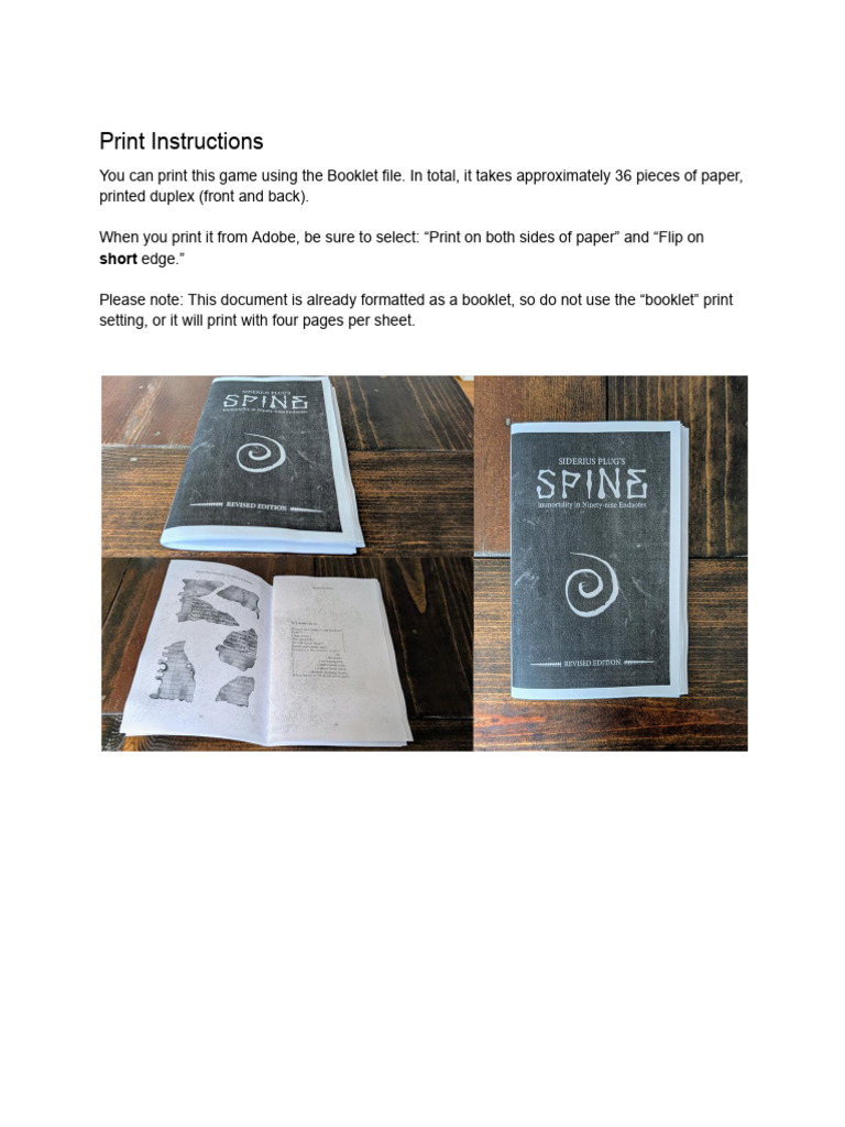 SPINE Print Instructions | PDF