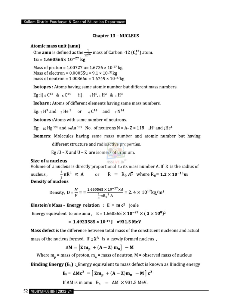 Nuclei CH 13 Notes 1 | PDF