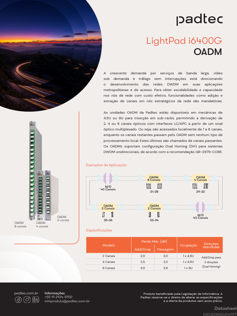 OADM Padtec para Redes DWDM | PDF | Informática | Engenharia da Computação