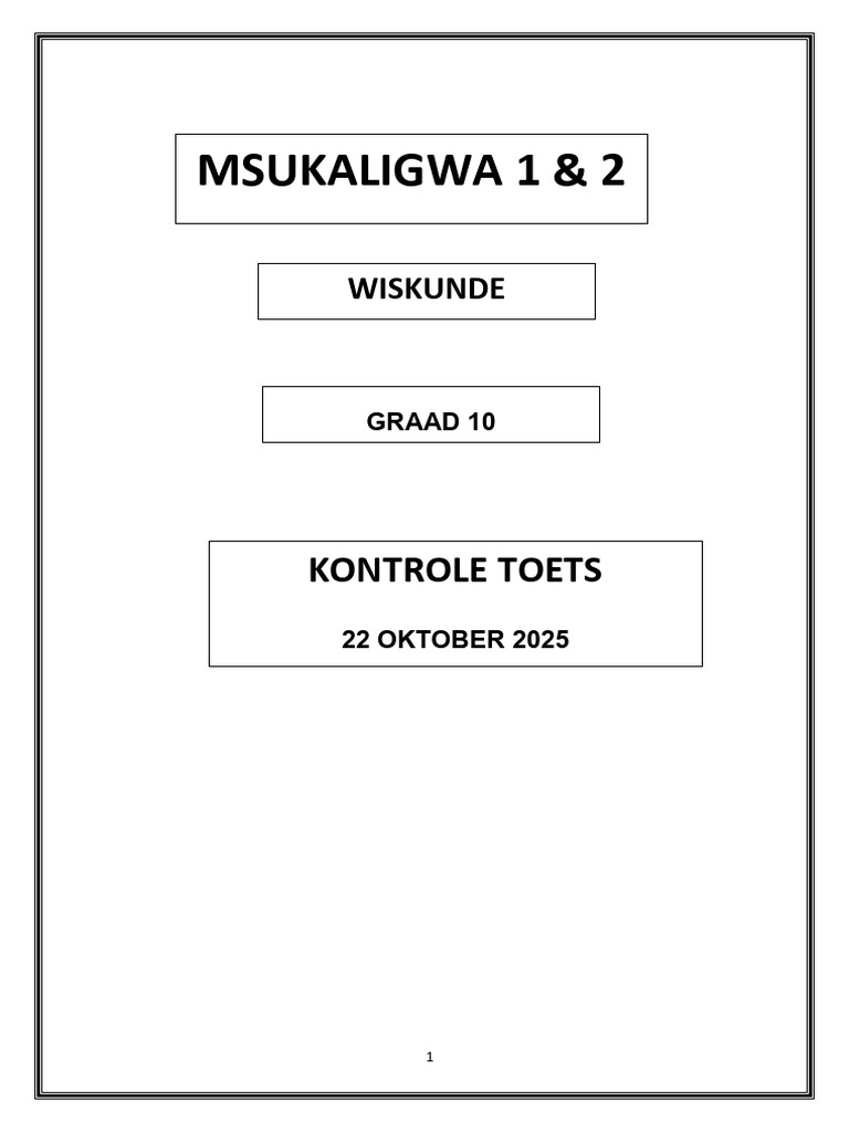 Afr MATHEMATICS GRADE 10 October Controlled Question Paper | PDF