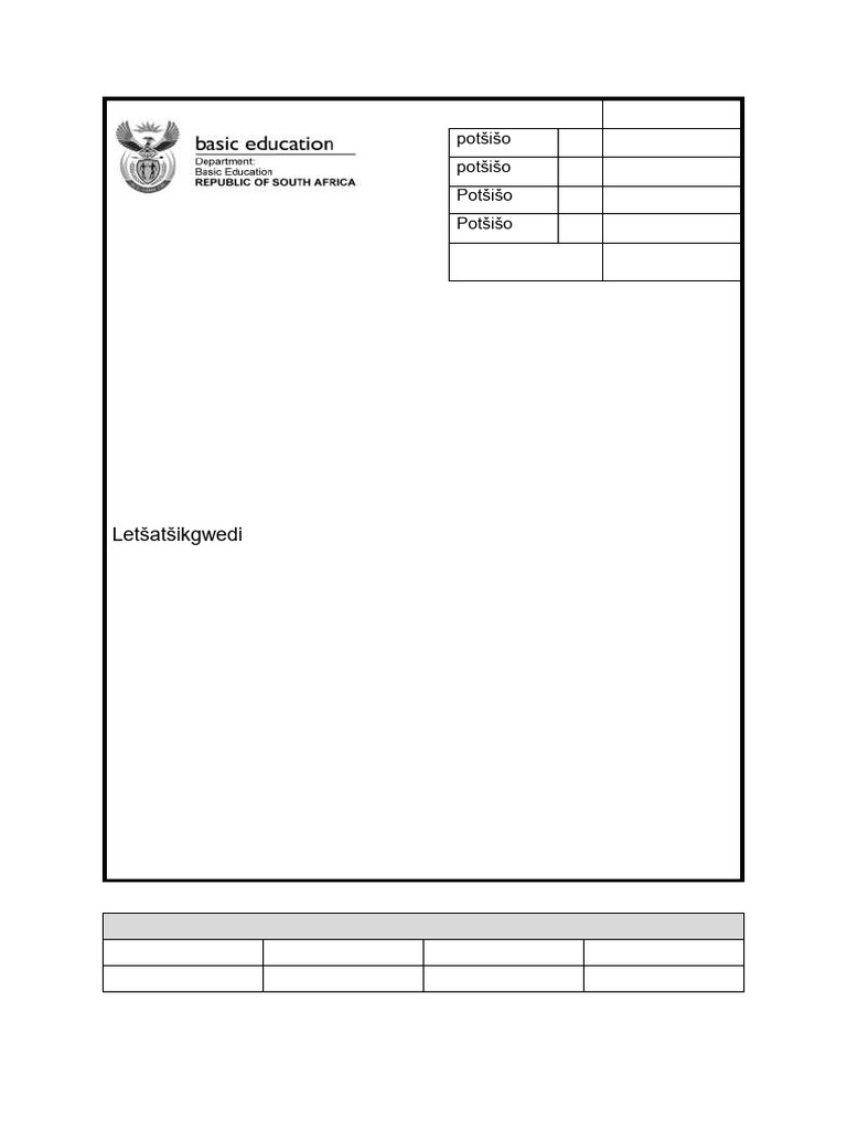 GEC Sepedi 2024 Answer Booklet | PDF | Chess Theory | Languages Of Africa