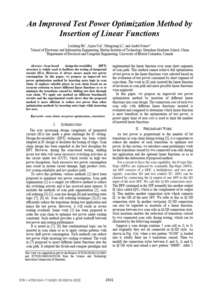 Test Power Optimization in Scan Chains | PDF | Mathematical ...