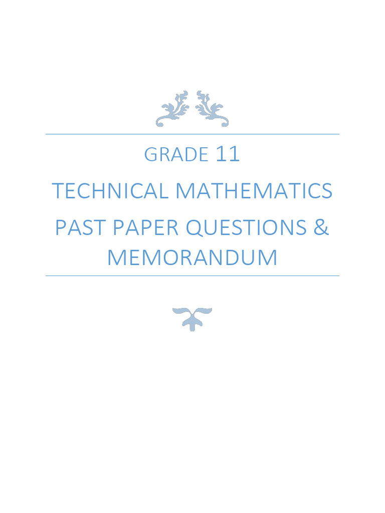Grade 11 Technical Maths Past Papers | PDF