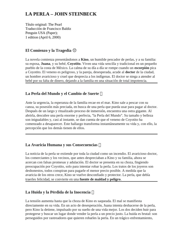 LA PERLA Resumen | PDF