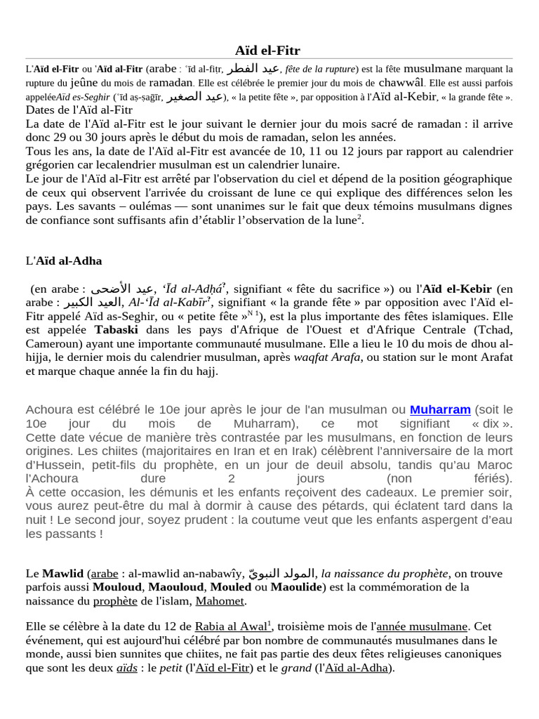 Signification de l'Aïd el-Fitr | PDF | Mots sémitiques | Fériés religieux