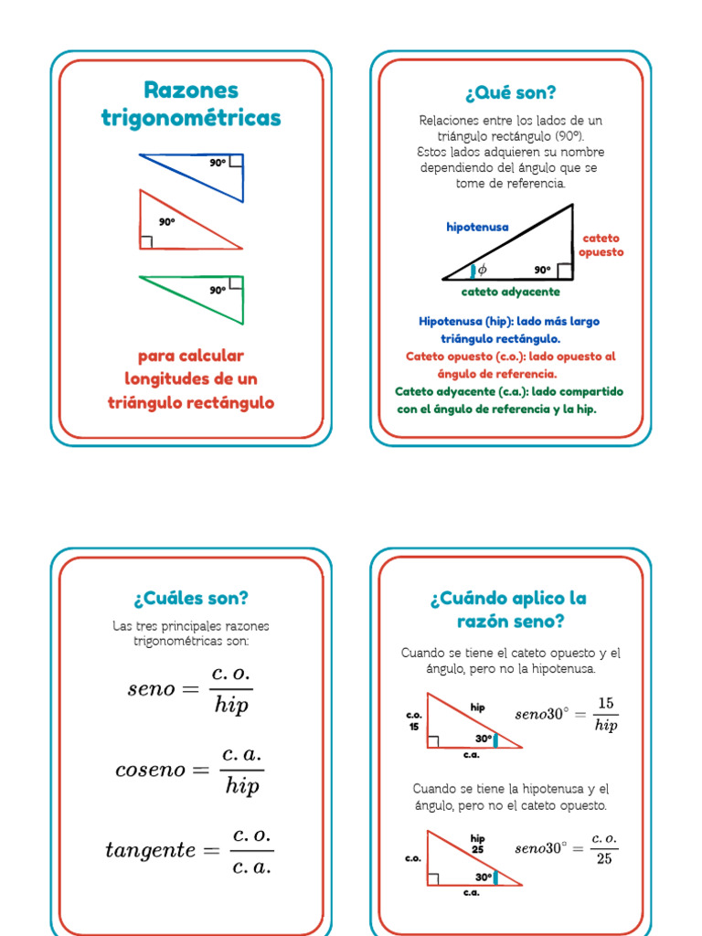 Razones trigonométricas en triángulos | PDF | Funciones trigonométricas ...