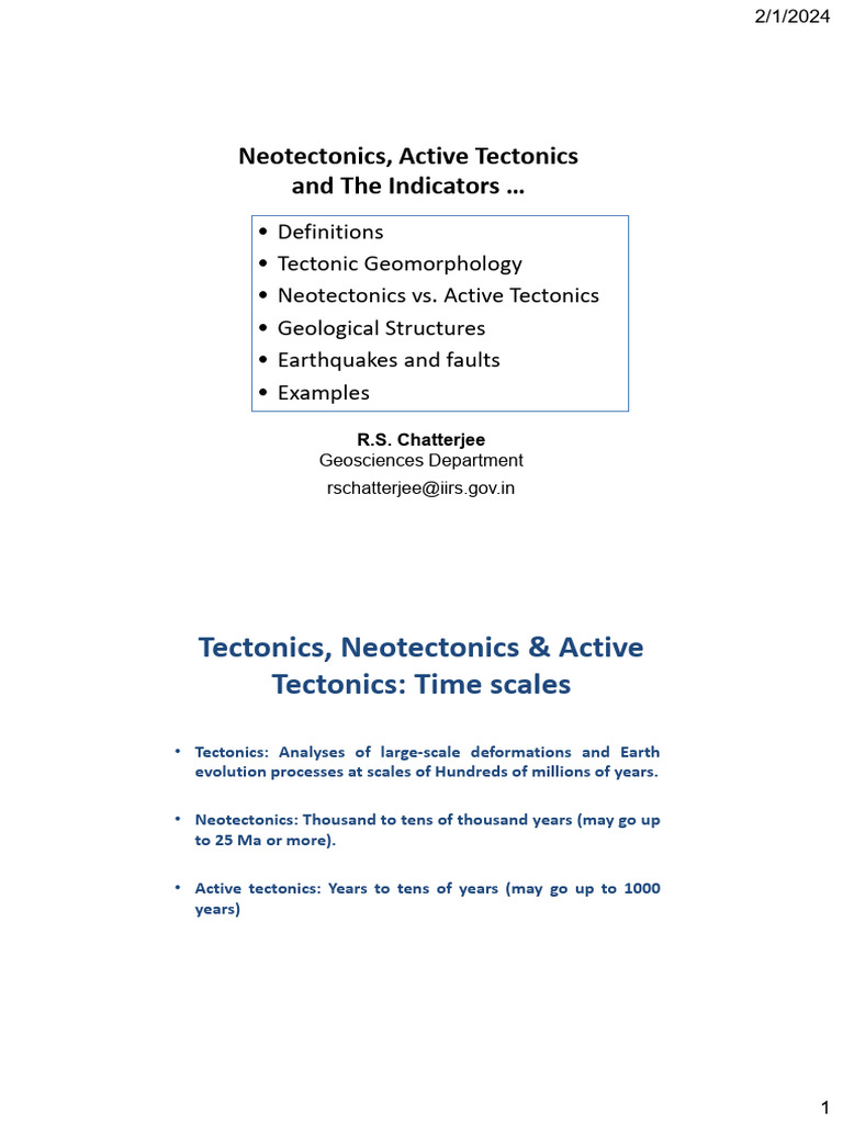 Neotectonics and Active Tectonics Overview | PDF | Tectonics | Fault ...
