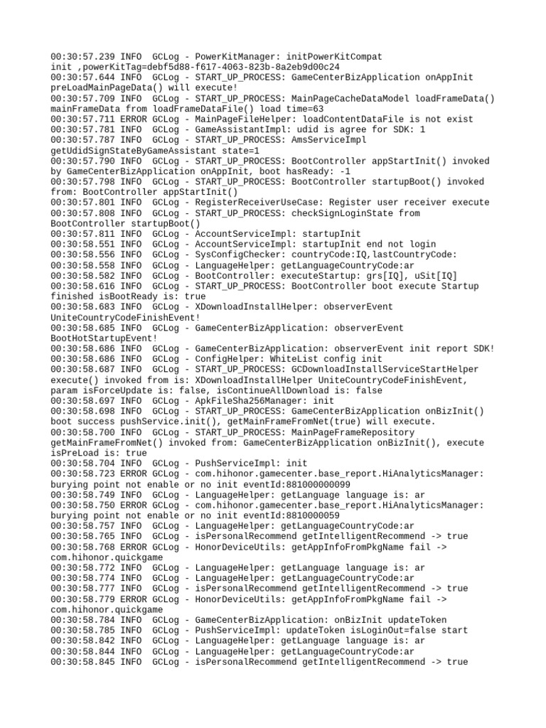 GameCenterBizApplication Startup Log | PDF | Hypertext | Computer ...