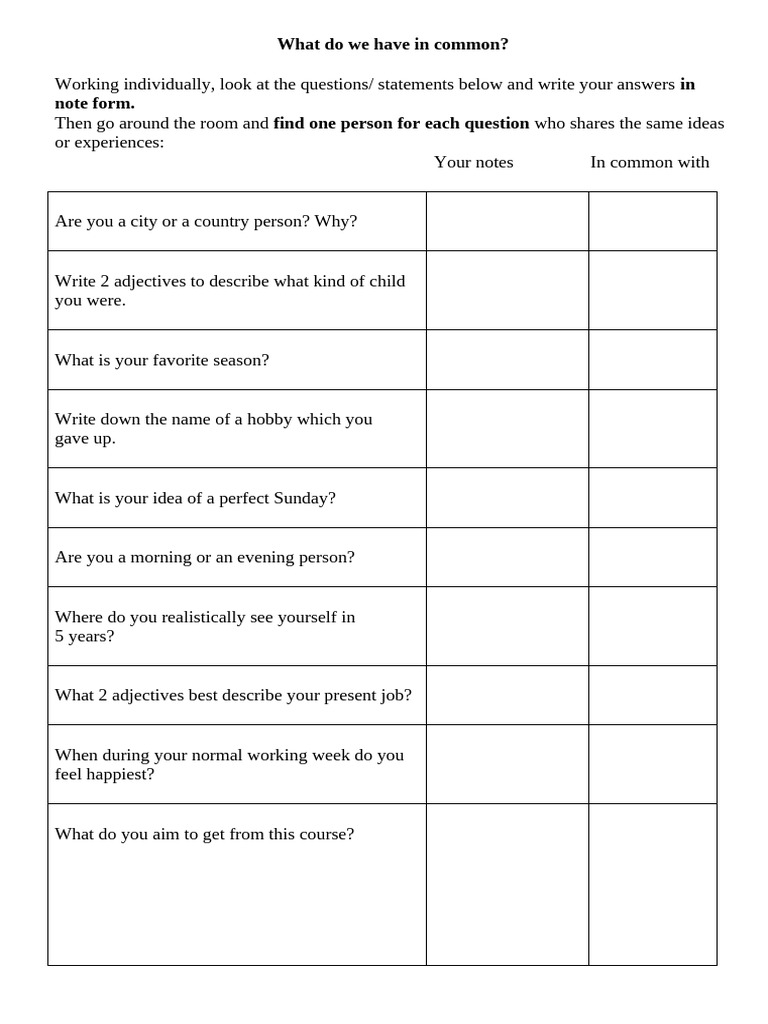 What Do We Have in Common | PDF